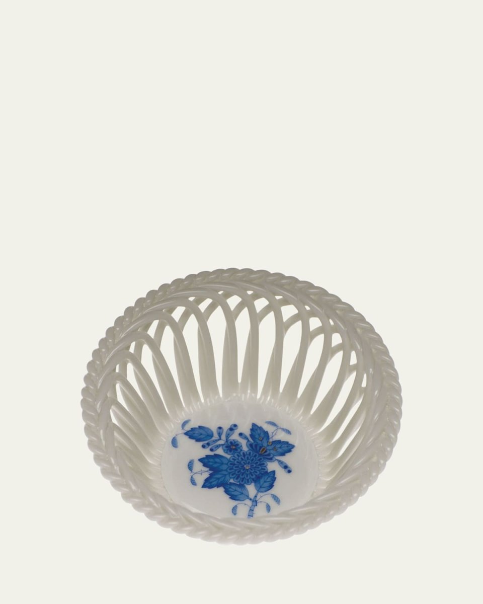 Chinese Bouquet Blue Small Openwork Basket